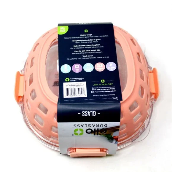 2PK OF Ello GLASS 5 Cup Lunch Bowl Food Storage Container, Peach - Picture 7 of 8